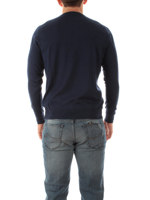 Fedeli maglia girocollo in misto cashmere e seta da uomo avio