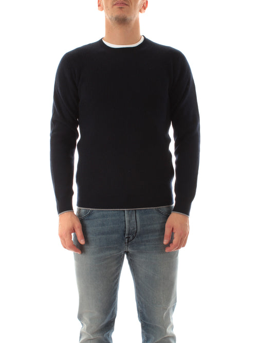 Fedeli maglia in cashmere da uomo blu scuro/grey