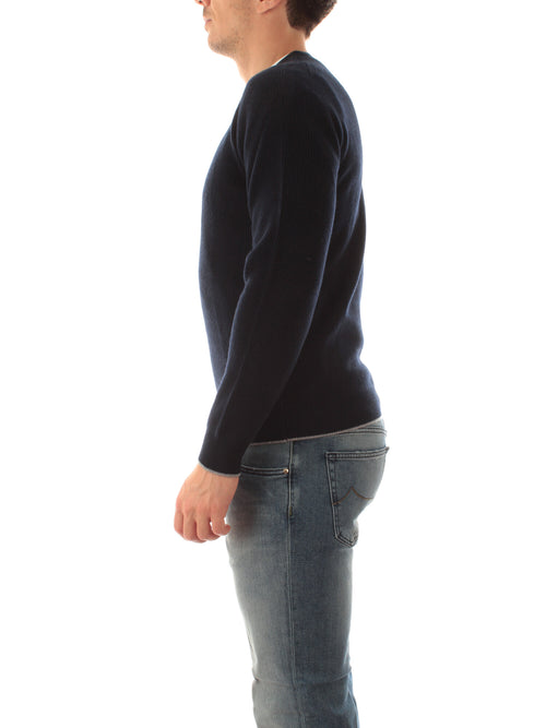 Fedeli maglia in cashmere da uomo blu scuro/grey