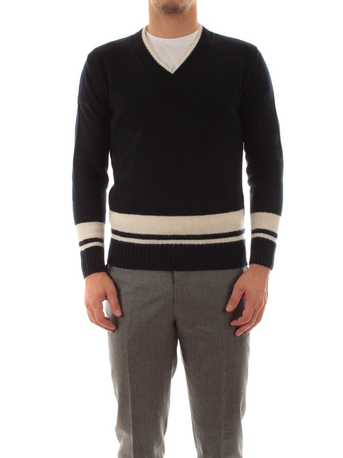 Kangra pullover scollo a V da uomo blu