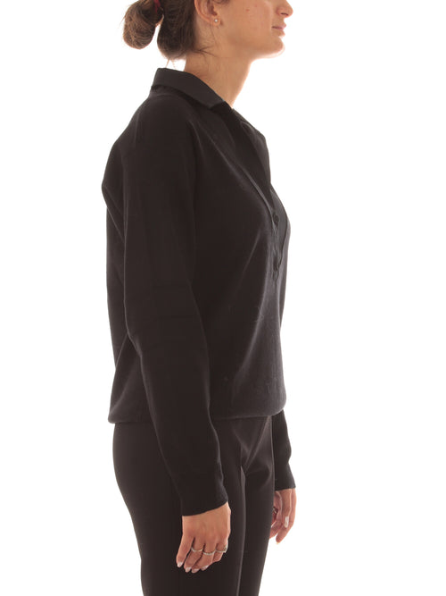 Twinset Actitude maglia con colletto in raso da donna nero