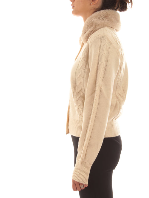 Twinset Actitude cardigan corto con collo in faux fur da donna cloud pink