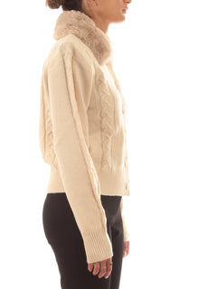 Twinset Actitude cardigan corto con collo in faux fur da donna cloud pink