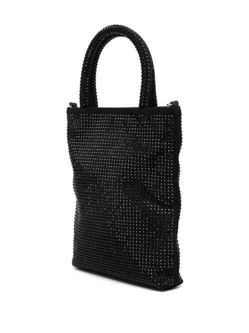 Twinset mini tote con strass da donna nero