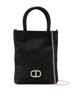 Twinset mini tote con strass da donna nero