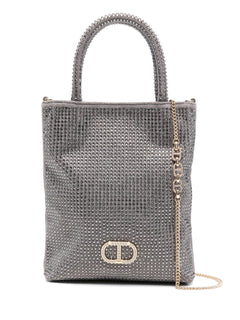 Twinset mini tote con strass da donna grigio medio