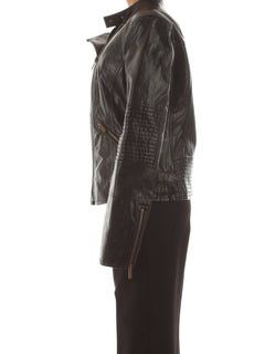 Twinset giacca chiodo effetto pelle con zip da donna nero