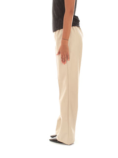 Twinset pantaloni effetto pelle con elastico da donna old white