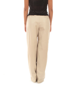 Twinset pantaloni effetto pelle con elastico da donna old white