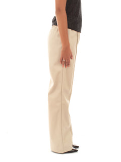 Twinset pantaloni effetto pelle con elastico da donna old white