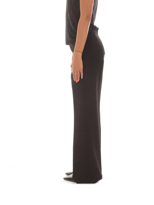 Twinset pantaloni straight leg con cinturino Oval T da donna nero