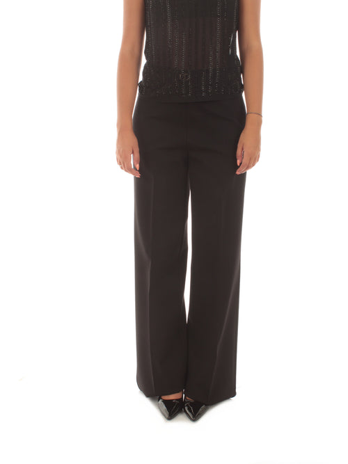 Twinset pantaloni straight leg con cinturino Oval T da donna nero