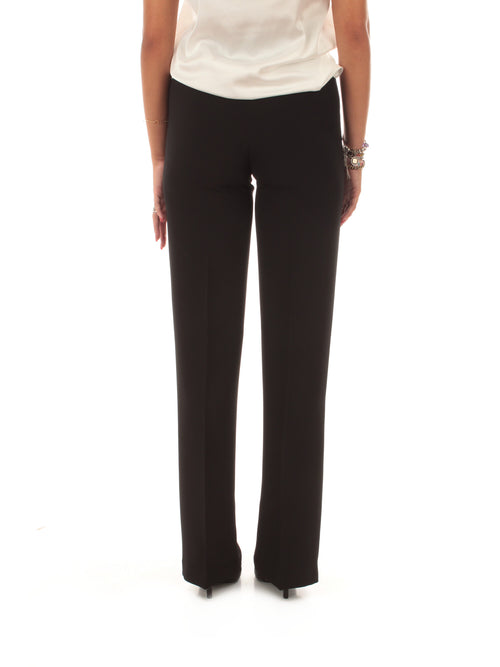 Twinset pantaloni a palazzo con bottoni Oval T con strass da donna nero