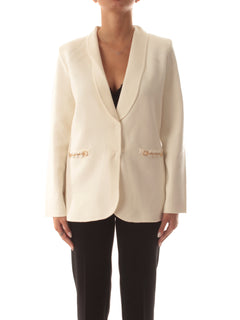 Twinset blazer in maglia con ricamo di strass da donna neve