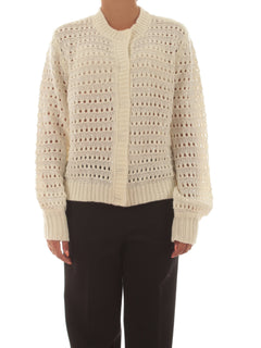 Twinset cardigan con micro paillettes da donna neve