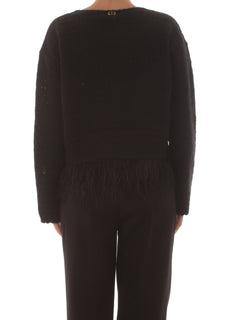 Twinset pull con piume da donna nero