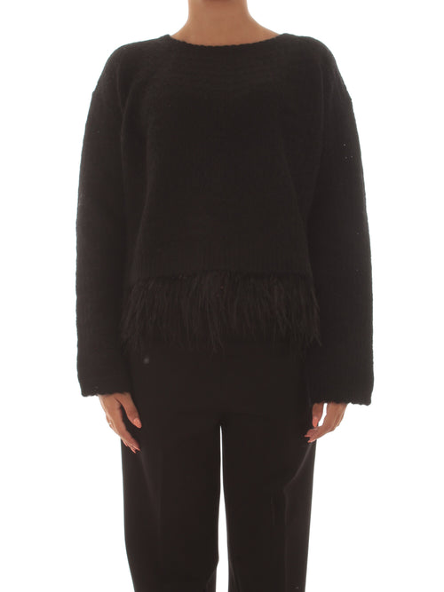 Twinset pull con piume da donna nero