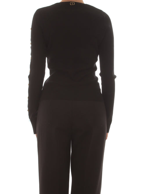 Twinset maglia con cut-out e borchie da donna nero