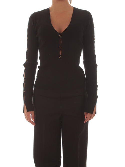 Twinset maglia con cut-out e borchie da donna nero