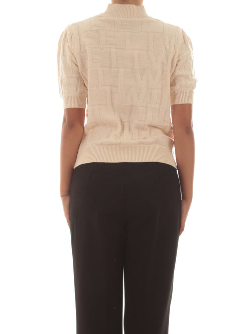 Twinset maglia in cotone e cashmere da donna old white