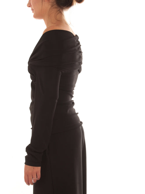 Twinset blusa con scollo arricciato da donna nero