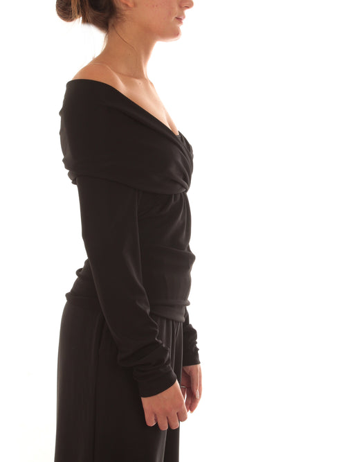 Twinset blusa con scollo arricciato da donna nero