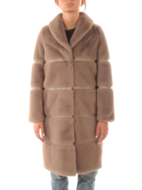 Twinset cappotto in ecopelliccia da donna dark taupe