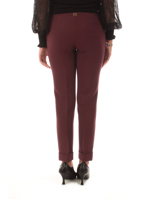 Twinset pantalone a sigaretta da donna plum wine