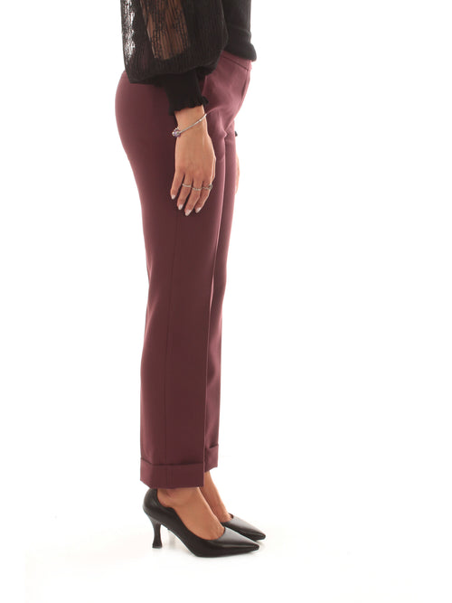 Twinset pantalone a sigaretta da donna plum wine