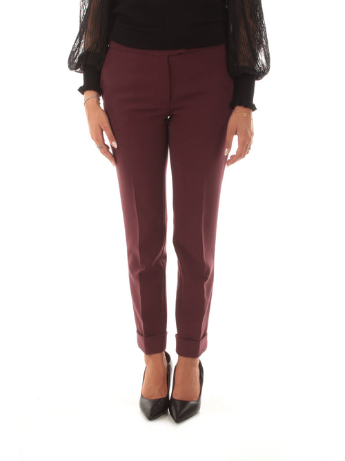 Twinset pantalone a sigaretta da donna plum wine