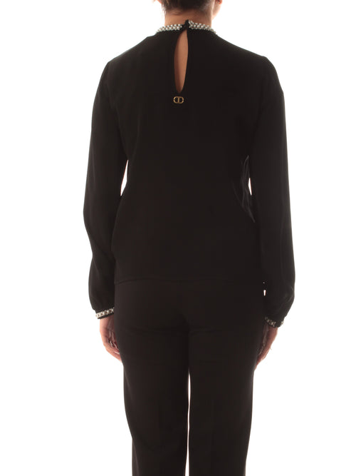 Twinset blusa con ricami da donna nero