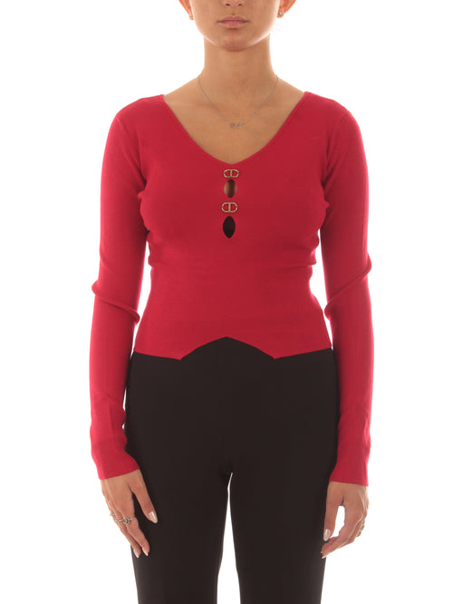 Twinset maglia doppio uso con Oval T da donna rosso veneziano