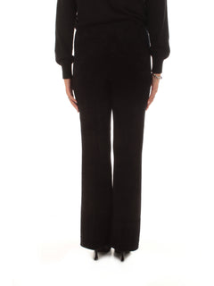 Twinset pantaloni flare in maglia con bottoni Oval T da donna nero