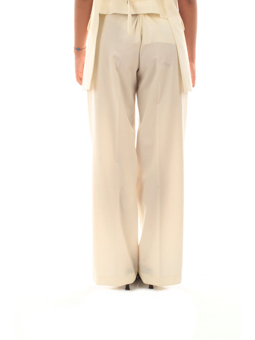 Jucca pantaloni  wide leg in misto lana vergine da donna panna