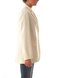 Jucca giacca blazer monopetto in misto lana vergine da donna panna