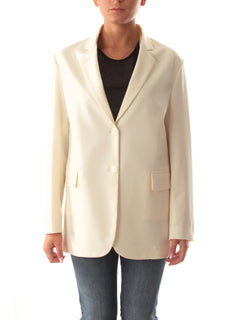 Jucca giacca blazer monopetto in misto lana vergine da donna panna