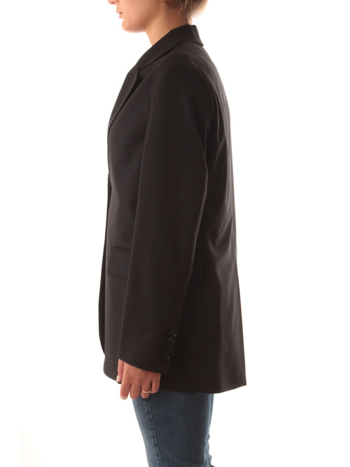 Jucca giacca blazer monopetto in misto lana vergine da donna nero