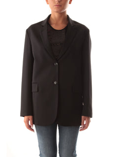 Jucca giacca blazer monopetto in misto lana vergine da donna nero