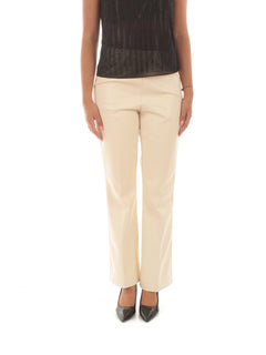 Jucca pantaloni flare in similpelle da donna panna