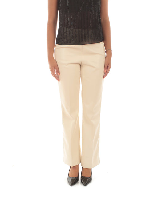 Jucca pantaloni flare in similpelle da donna panna