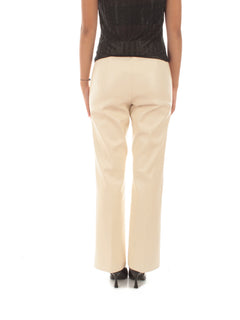 Jucca pantaloni flare in similpelle da donna panna