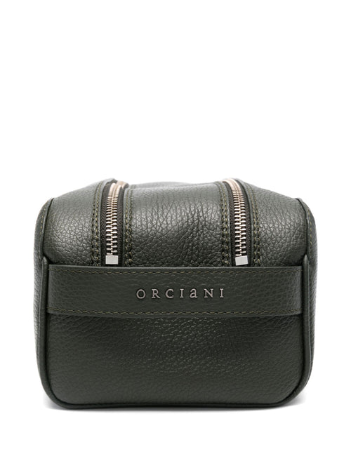 Orciani beauty case Micron in pelle verde oliva da uomo