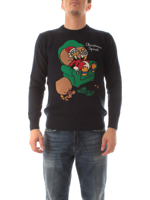 MC2 SAINT BARTH maglia HERON con ricamo SCROOGE XMAS SPIRIT 61 EMB da uomo