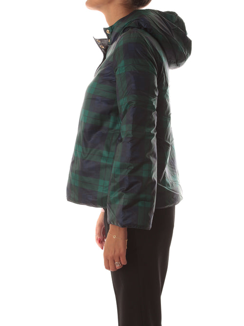 Puzzle Goose TRACY piumino reversibile da donna tartan verde/blu