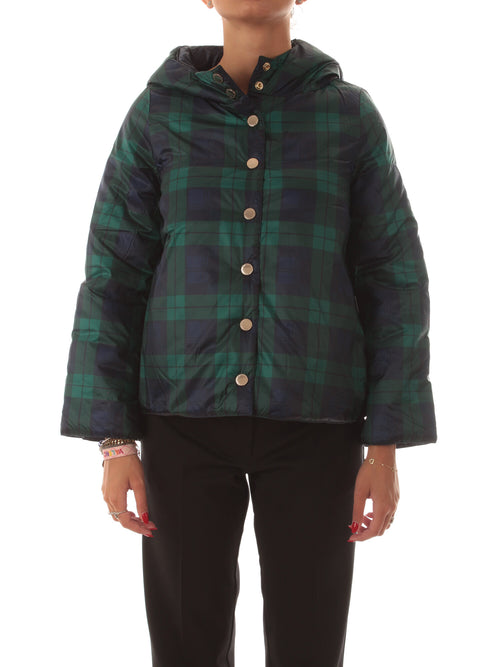 Puzzle Goose TRACY piumino reversibile da donna tartan verde/blu