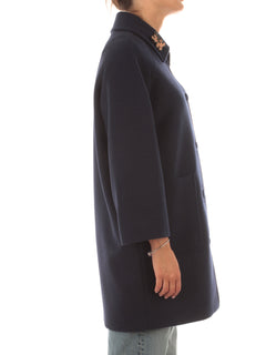 Guttha cappotto monopetto con spilla da donna blu