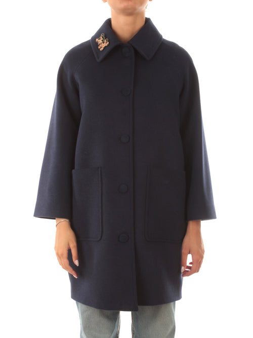 Guttha cappotto monopetto con spilla da donna blu