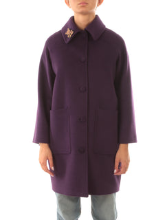 Guttha cappotto monopetto con spilla da donna viola