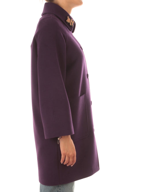 Guttha cappotto monopetto con spilla da donna viola