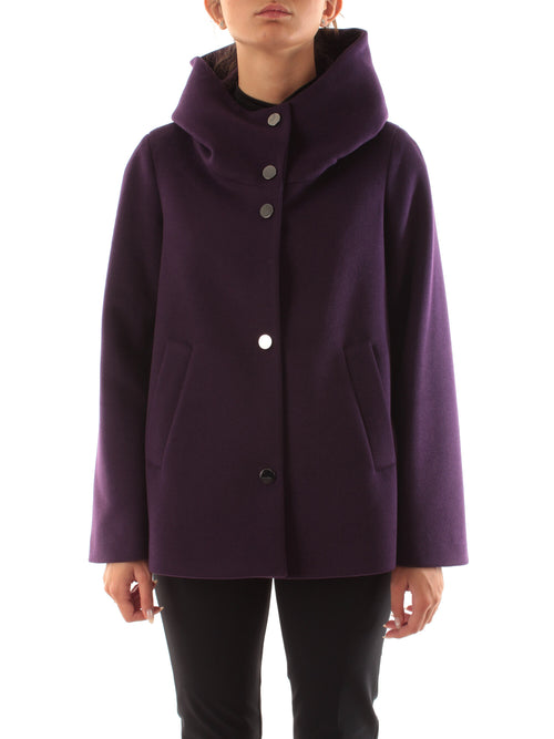 Guttha cappotto con cappuccio da donna viola